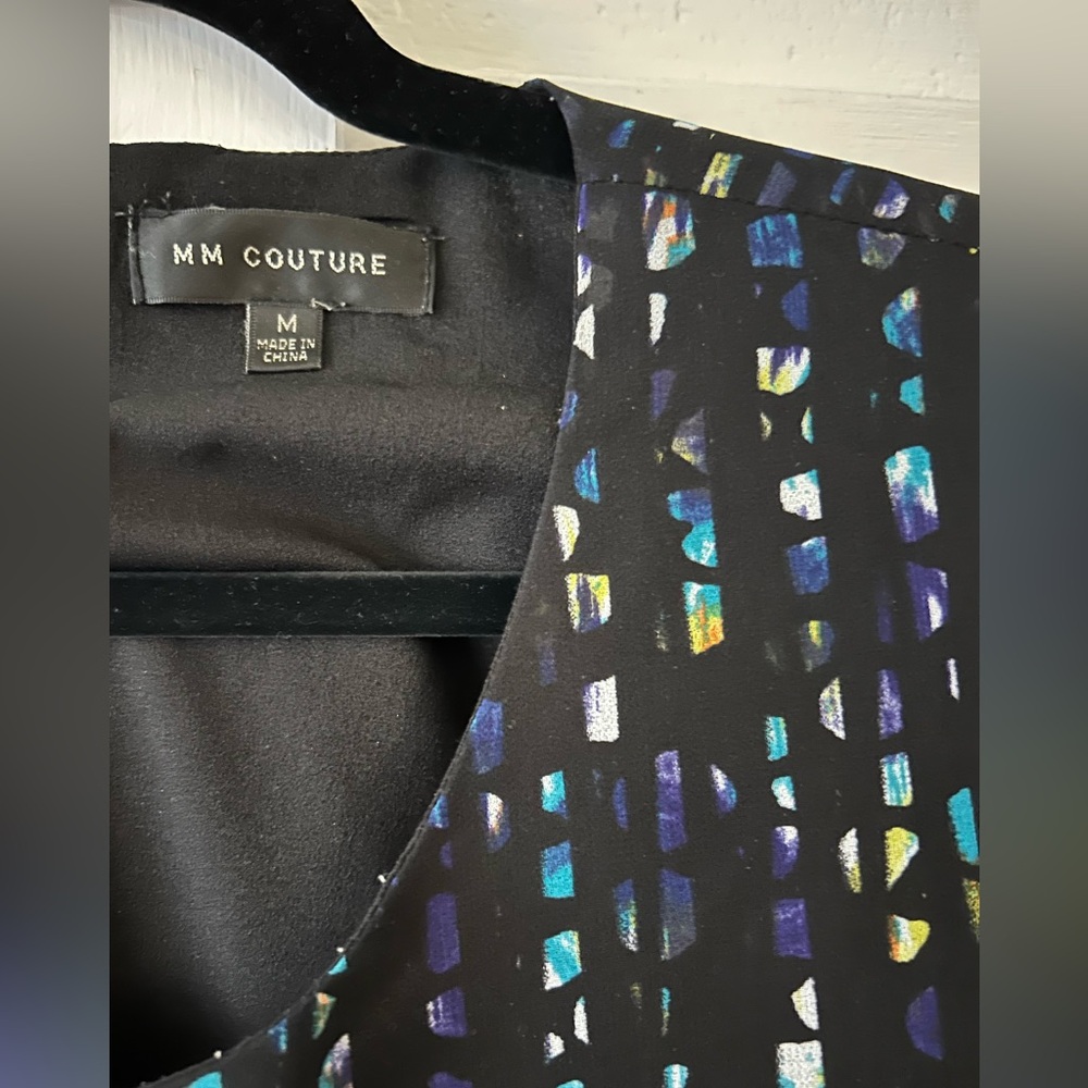 Mm Couture Black Multicolor Patterned Blouse - image 2